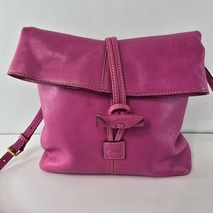 Dooney & Bourke Florentine Toggle Medium Crossbody Leather Flap Bag Violet RARE